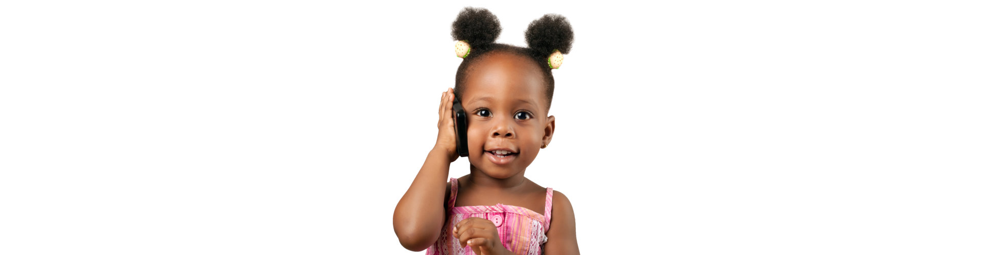 Little african american girl talking to the phone