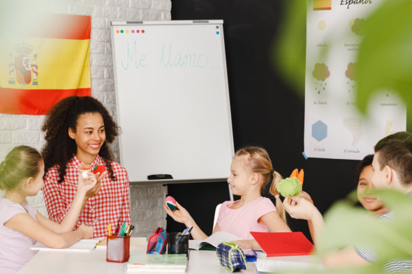 image of the students and the teacher